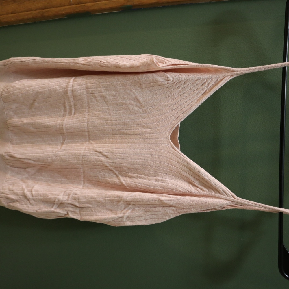Anthropology Light Pink Ribbed Tank Top Cropped Size Small
